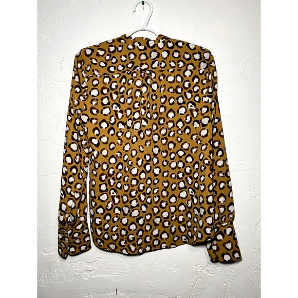 J crew leopard print collar career workwear contemporary preppy blouse small - Picture 7 of 9